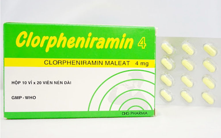 Thuốc trị nổi mề đay dạng uống Chorpheniramin 4mg
