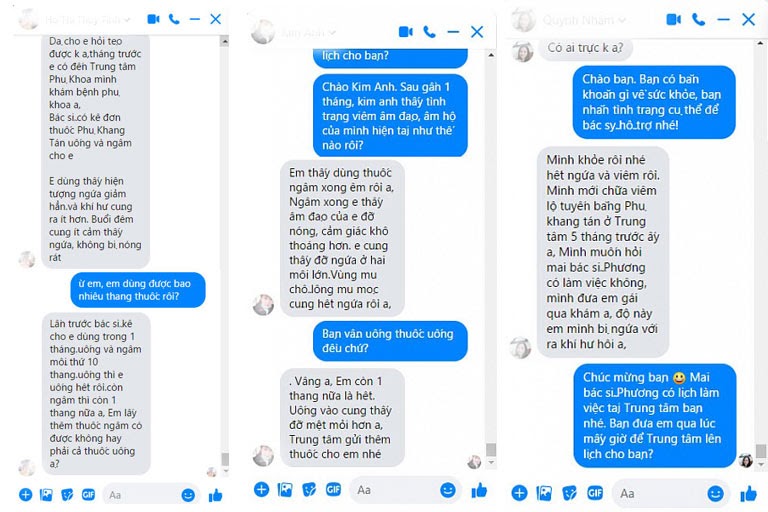 Một số phản hồi của bệnh nhân qua messenger về Phụ Khang Tán