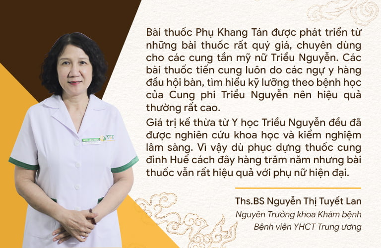 Bác sĩ Tuyết Lan nhận định về bài thuốc Phụ Khang Tán