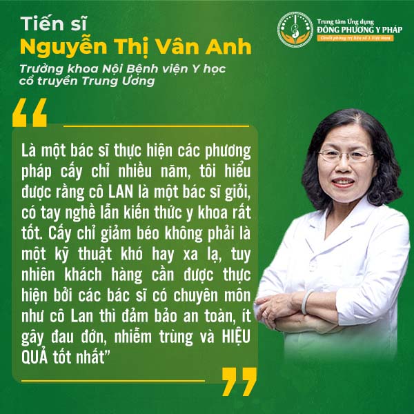 Tiến sĩ Vân Anh hết lòng khen ngợi về trình độ chuyên môn, tay nghê của bác sĩ Trần Thị Hương Lan